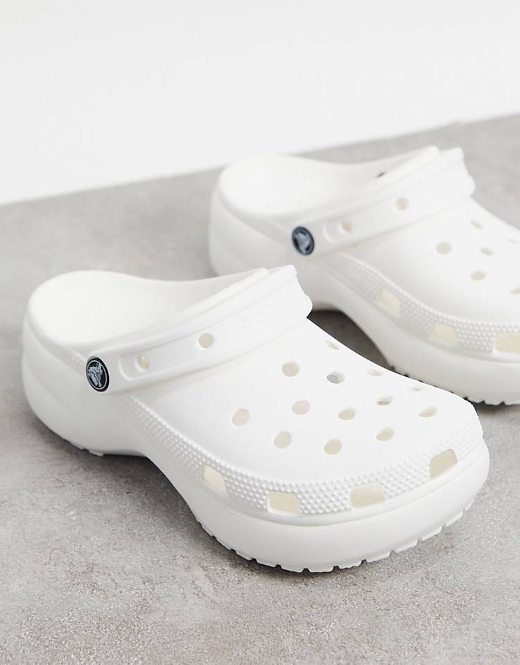 Crocs classic platform clogs in white